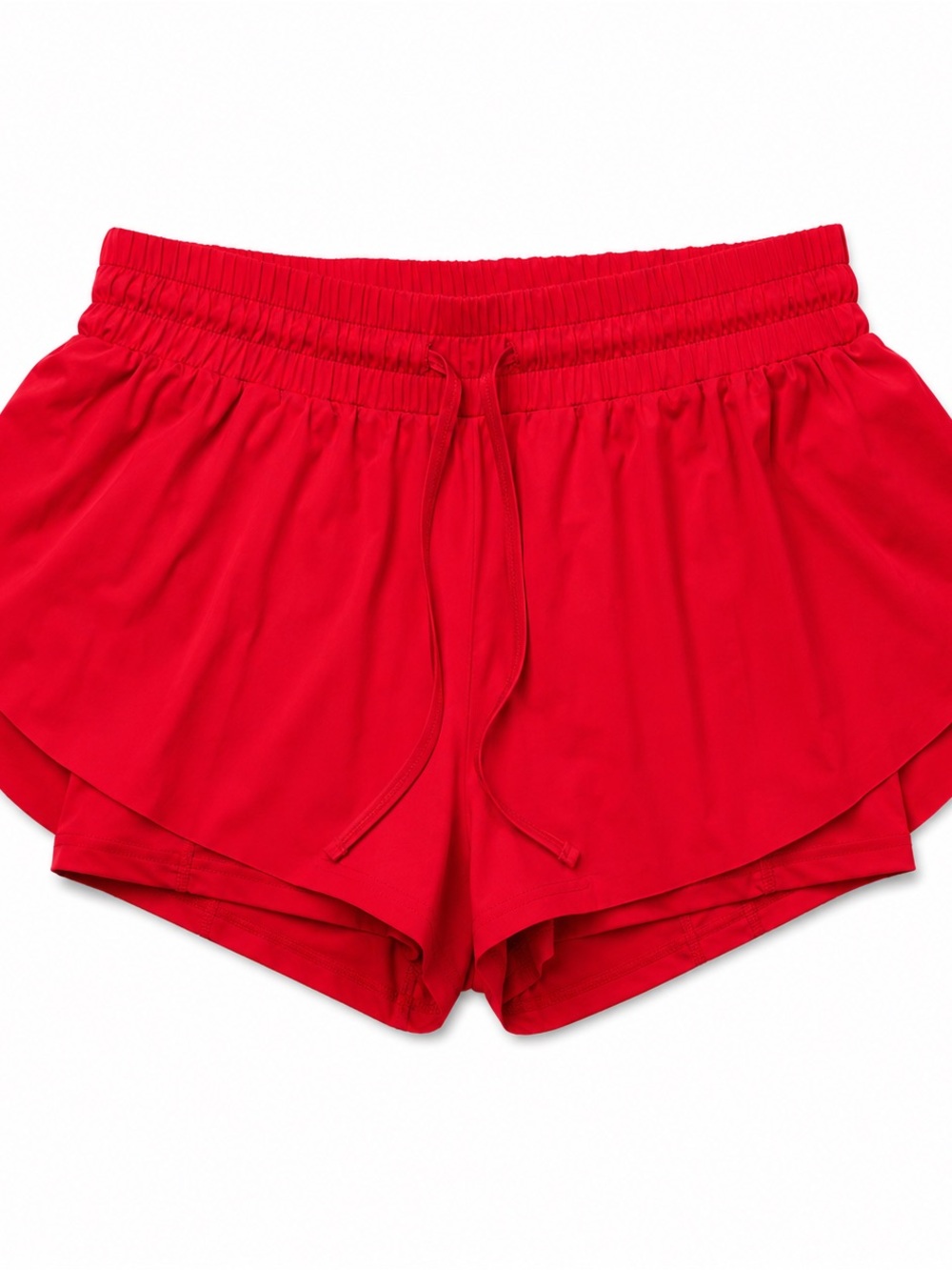 Women's Red Athletic Drawstring Running Shorts